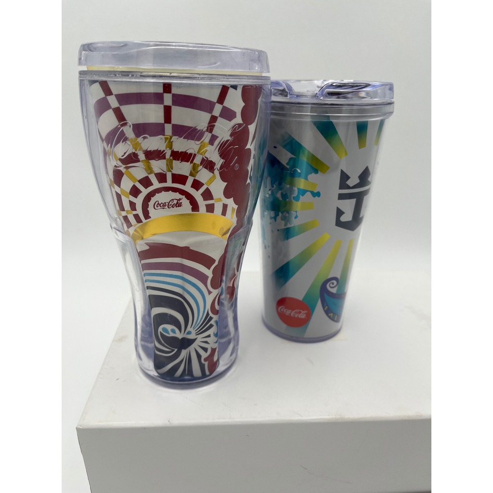 Royal Caribbean Coca-Cola Tumbler Set 2pc Insulated Cruise Cups with Lids